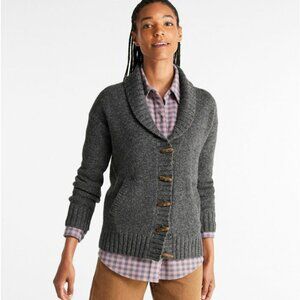 L.L. Bean Ragg Wool Cardigan, Charcoal, Size M